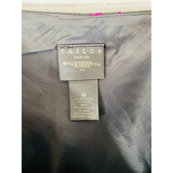 Tailor B Moss Skirt Womans Sz 10 Black Hot Pink Embroidered Flowers Lined - Picture 7 of 7